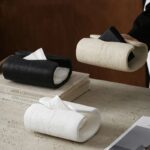 Mwendo Travertine Tissue Box-Off White