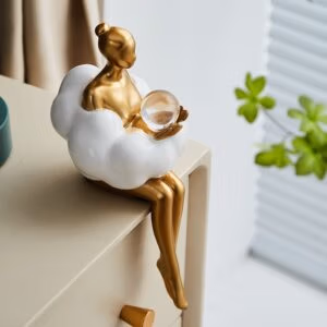 Mrembo Cloud Edge Girl Figurine Holding Crystal Ball