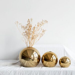Nuru Round Gold Vases- Set of 3
